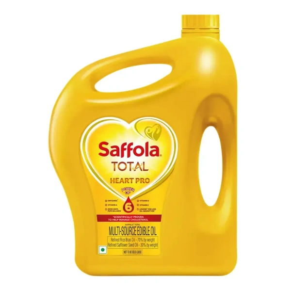 Saffola Total Heart Pro Multi-Source Edible Oil 5 Litre, Blend of Rice Bran Oil And Sunflower oil - 5L