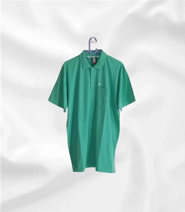 Rigga 2150 Soft mulmul cotton tshirt with pocket / collar neck - 48, Green
