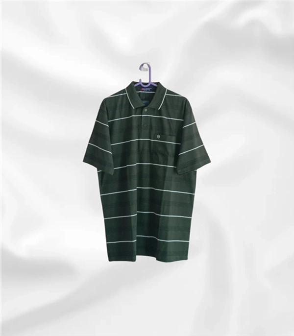 Milano 3750 Pure cotton collar tshirt / with pocket - 48, Military green