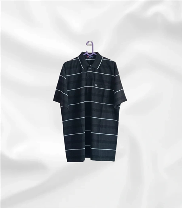 Milano 3750 Pure cotton collar tshirt / with pocket - 48, Black