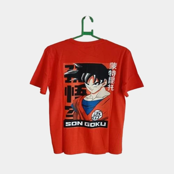 Soni Bros 1750 ANIME BACK PRINTED TSHIRTS / NARUTO GOKU BACK PRINTED TSHIRT - 38 - S, Orange