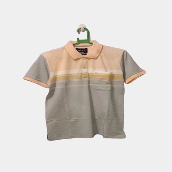 COLLAR TSHIRTS WITH POCKET - 40 - M, Peach and grey