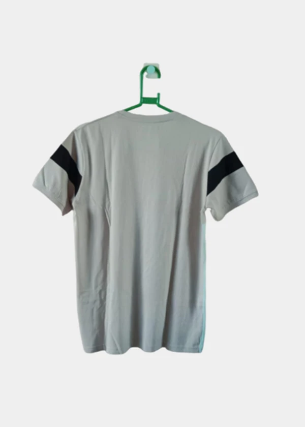 100% COTTON / PURE COTTON ROUND NECK TSHIRTS - 38 - S, Grey neck + Aqua Green down