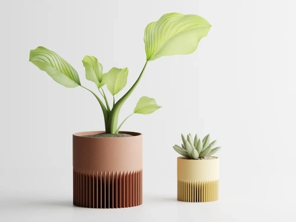 Modern Ribbed Rectangular Planter Pot