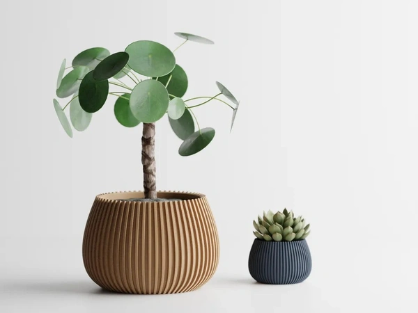 Modern Ribbed Straight Planter Pot