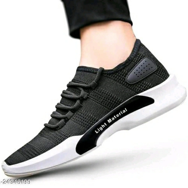 KIKU Stylish Men's Sports Shoes - Black, IND - 6