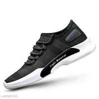 KIKU Stylish Men's Sports Shoes - Black, IND - 6