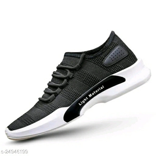 KIKU Stylish Men's Sports Shoes - Black, IND - 6