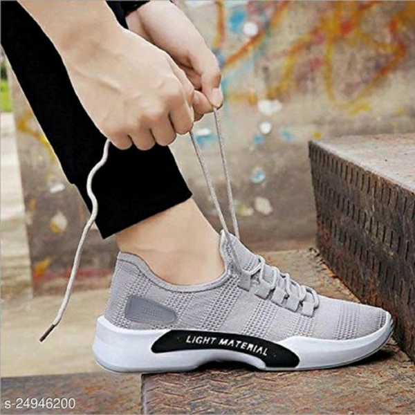 KIKU Stylish Men's Sports Shoes - White, IND - 10