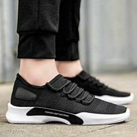 KIKU Stylish Men's Sports Shoes - Black, IND - 10