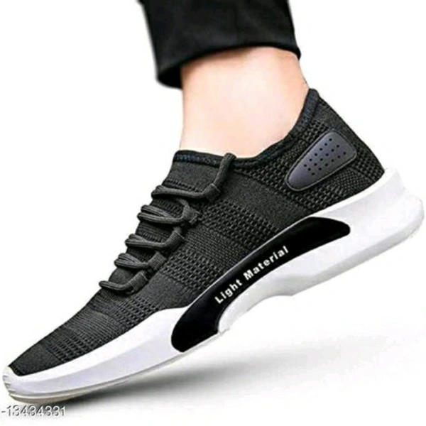 KIKU Stylish Men's Sports Shoes - Black, IND - 8