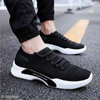 KIKU Stylish Men's Sports Shoes - Black, IND - 8