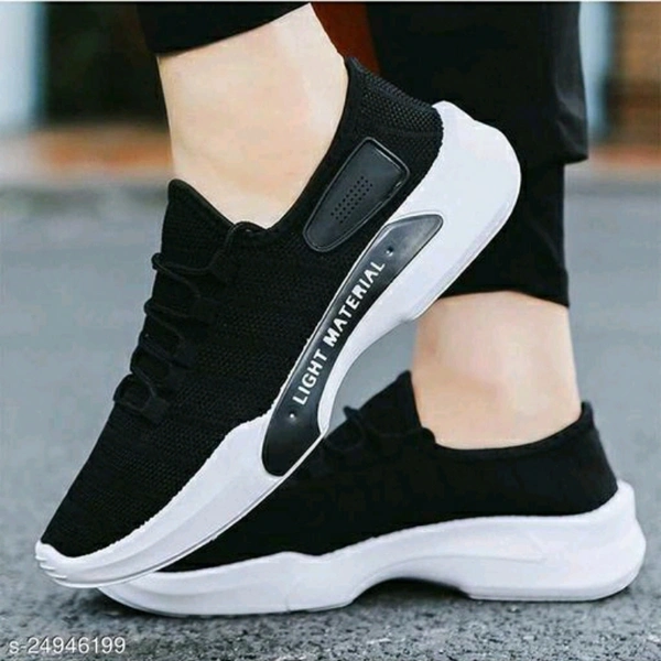 KIKU Stylish Men's Sports Shoes - Black, IND - 7