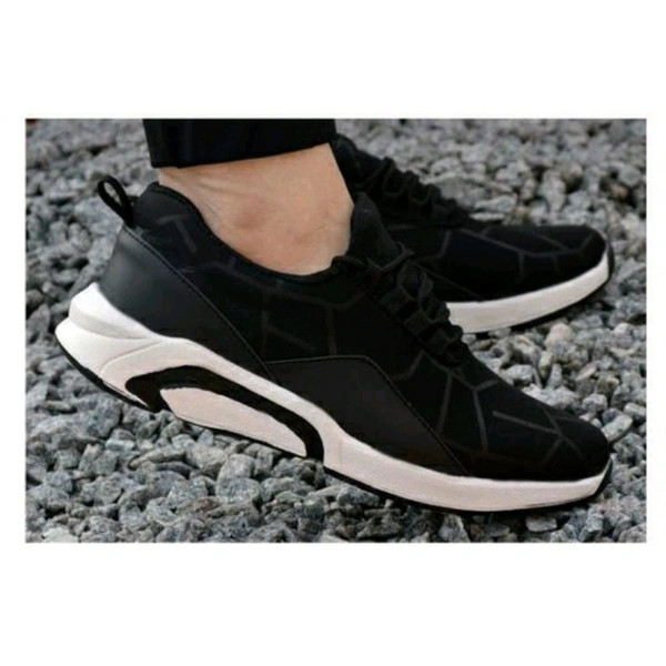 KIKU Stylish Men's Sports Shoes - Black, IND - 7
