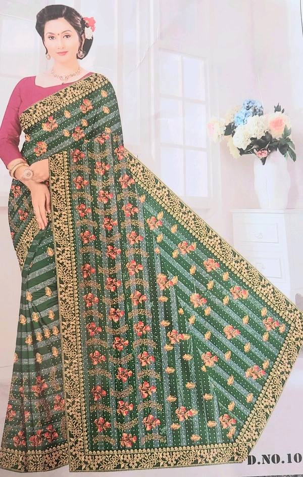 Latka Shubh Mangla Full Lace Fancy Sarees  - Wild Watermelon
