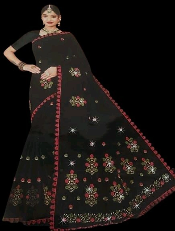 Grihlaxmi  Cotton Jaishree Kadhai Saree  - Black