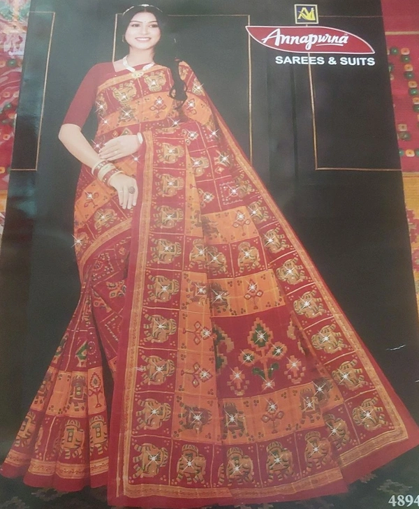 Grihlaxmi Cotton Annapurna Sahara Check Sharee - Wild Watermelon
