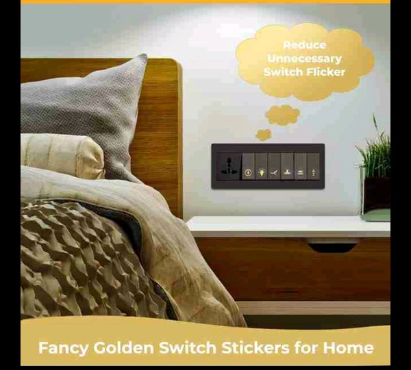 Transparent Switch Board Golden Icon Sticker (Pack Of 2)