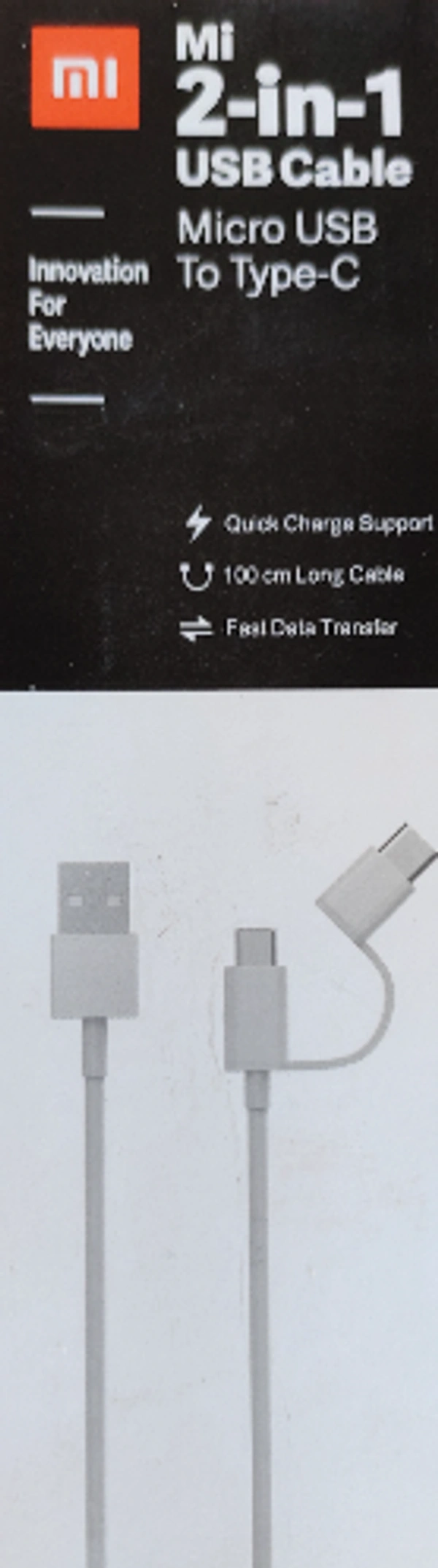 Mi 2-in-1 USB Cable(Micro USB to Type C) 100cm - White