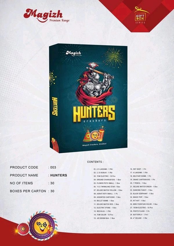 Magizh Crackers Giftboxes Hunters - 30 Items