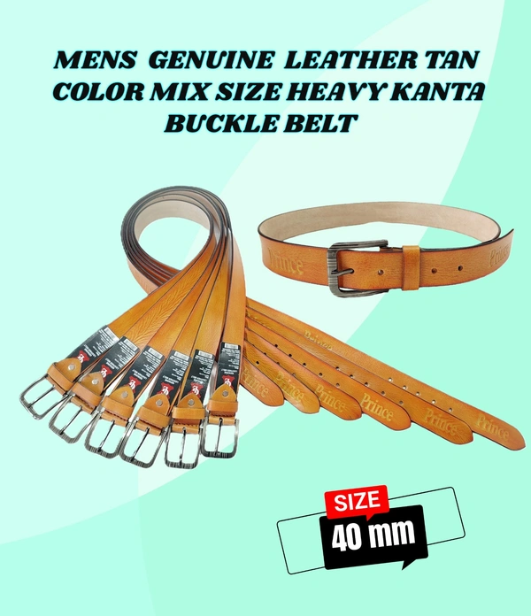 MENS GENUINE LEATHER TAN COLOR MIX SIZE HEAVY KANTA BUCKLE BELT  - FREE, 6