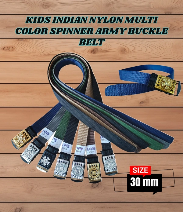 KIDS INDIAN NYLON MULTI COLOR SPINNER ARMY BUCKLE BELT  - SMALL, 12