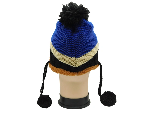 KIDS WOOLEN CAP WITH INSIDE FURR & DORI COLOR - MULTI COLOR N MULTI DESIGN SIZE - FREE SIZE - free, 6