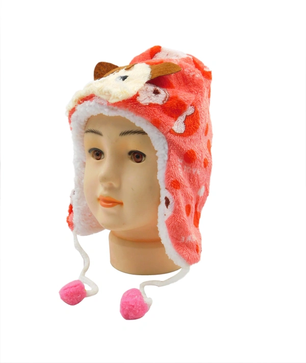 KIDS WOOLEN CAP WITH INSIDE FURR & DORI COLOR - MULTI COLOR N MULTI DESIGN SIZE - FREE SIZE - free, 6