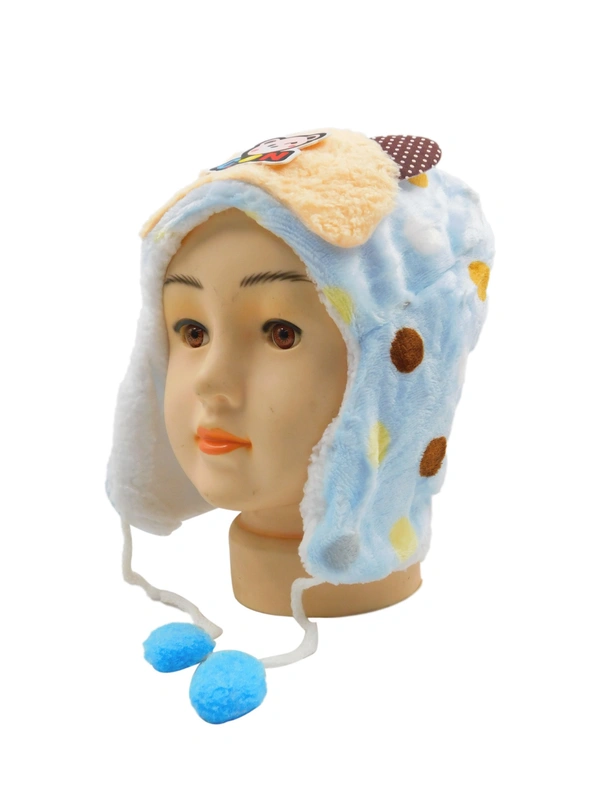 KIDS WOOLEN CAP WITH INSIDE FURR & DORI COLOR - MULTI COLOR N MULTI DESIGN SIZE - FREE SIZE - free, 6