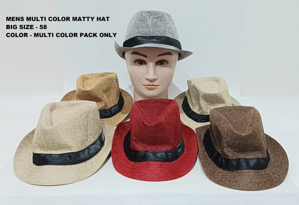 MENS MULTI COLOR MATTY HAT BIG SIZE -58 COLOR -MULTI COLOR PACK ONLY - FREE, 12