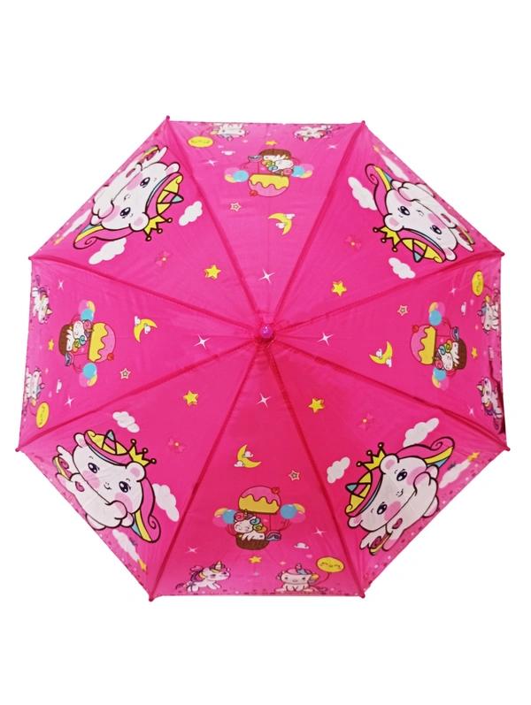 POLYSTER MULTI CARTOON PRINTED MIX COLOR   KIDS UMBRELLA SIZE 19 INCHES  - FREE, 6