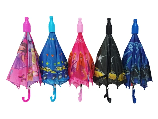 POLYSTER  MIX COLOR MULTI CARTOON PRINTED WITH CUP KIDS UMBRELLA SIZE 19 INCHES  - FREE, 6