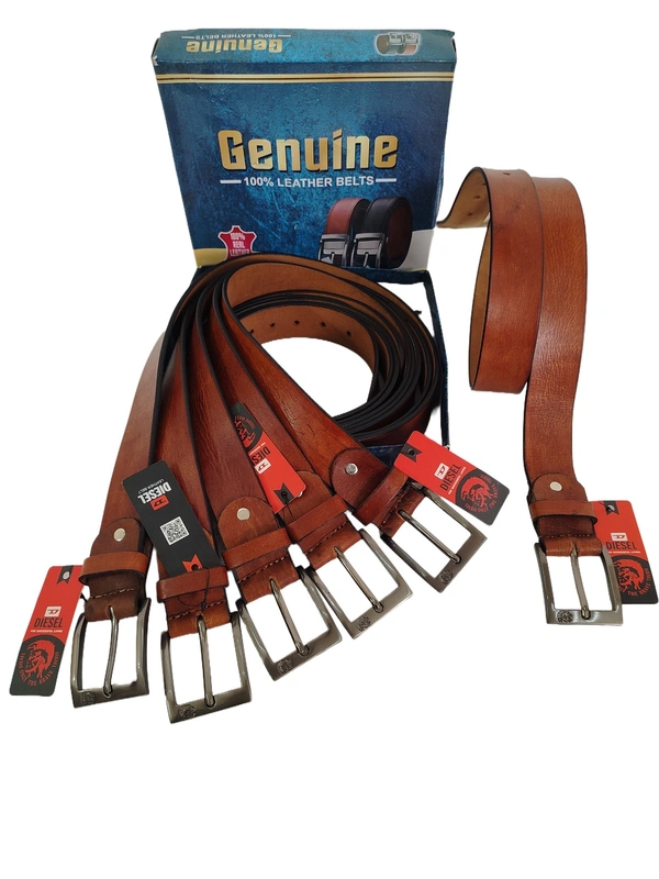 40 MM BRANDED MENS GENUNINE LEATHER TAN COLOR BELT SIZE--42-52(6 SIZE) - MIX, 06