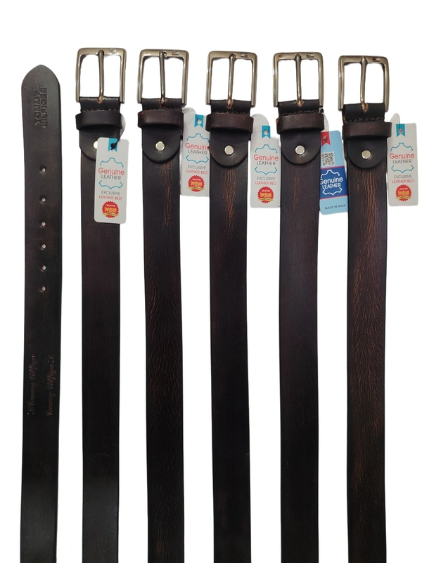 40 MM BRANDED MENS GENUNINE LEATHER HAND PAINTED BLACK COLOR BELT SIZE--42-52(6 SIZE) - MIX, 06