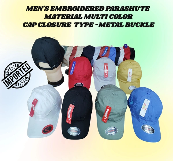 MEN'S EMBROIDERED PARASUITE MATERIAL MULTI COLOR CAP CLOSURE TYPE -METAL BUCKLE  - FREE SIZE, 6