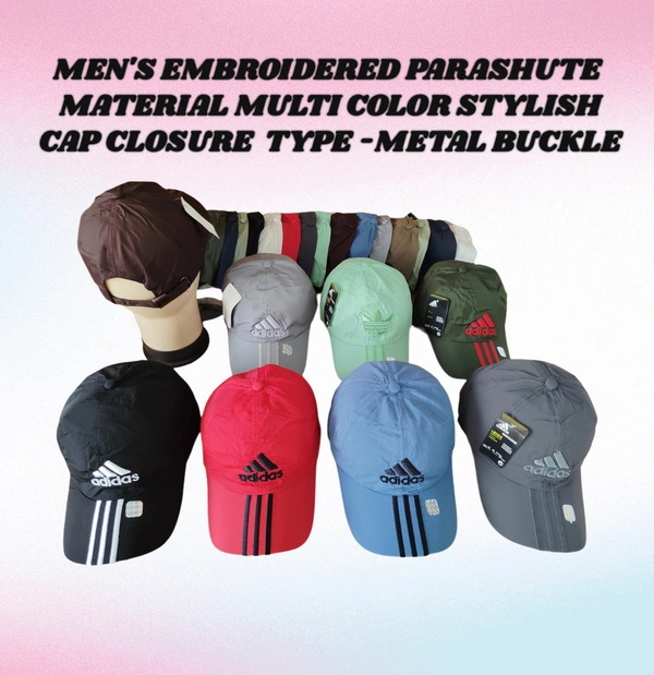 MEN'S EMBROIDERED PARASUITE MATERIAL MULTI COLOR STYLISH CAP CLOSURE TYPE -METAL BUCKLE  - FREE SIZE, 6
