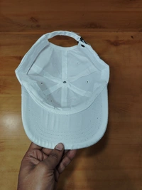 MEN'S EMBROIDERED COTTON MATERIAL WHITE COLOR STYLISH CAP CLOSURE TYPE -METAL BUCKLE  - FREE SIZE, 6