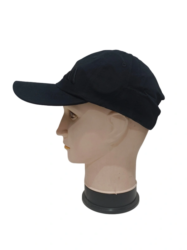 MEN'S  EMBROIDERD COTTON MATERIAL BLACK COLOR STYLISH CAP CLOSURE TYPE -METAL BUCKLE  - FREE SIZE, 6