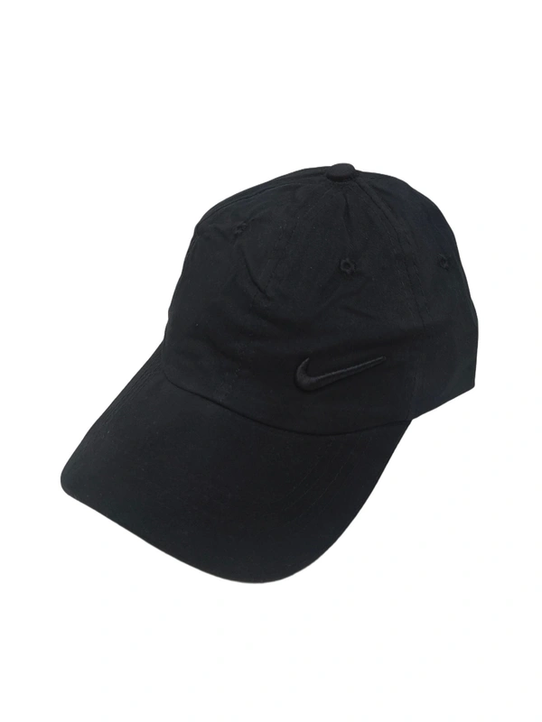 MEN'S  EMBROIDERD COTTON MATERIAL BLACK COLOR STYLISH CAP CLOSURE TYPE -METAL BUCKLE  - FREE SIZE, 6