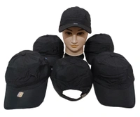 MEN'S EMBROIDERED PARASHUITE MATERIAL BLACK COLOR STYLISH CAP CLOSURE TYPE -METAL BUCKLE  - FREE SIZE, 6