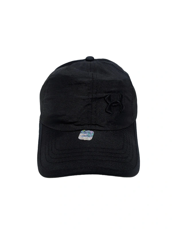 MEN'S EMBROIDERED PARASHUITE MATERIAL BLACK COLOR STYLISH CAP CLOSURE TYPE -METAL BUCKLE  - FREE SIZE, 6