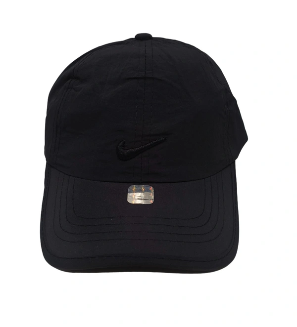 MEN'S EMBROIDERED PARASHUITE MATERIAL BLACK COLOR STYLISH CAP CLOSURE TYPE -METAL BUCKLE  - FREE SIZE, 6