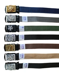 KIDS INDIAN NYLON MULTI COLOR SPINNER ARMY BUCKLE BELT  - SMALL, 12