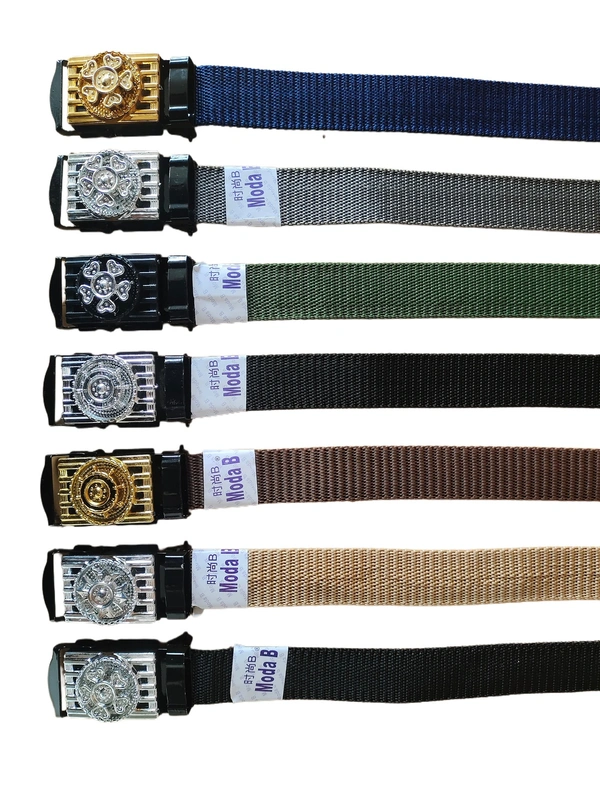 KIDS INDIAN NYLON MULTI COLOR SPINNER ARMY BUCKLE BELT  - SMALL, 12