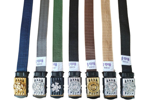 KIDS INDIAN NYLON MULTI COLOR SPINNER ARMY BUCKLE BELT  - SMALL, 12