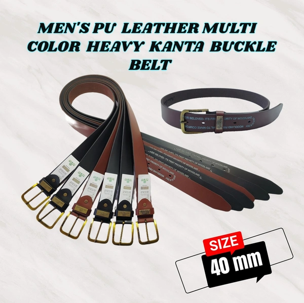 MENS PU LEATHER MULTI COLOR HEAVY KANTA BUCKLE BELT  - FREE, 6