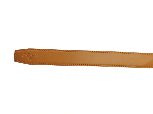 MENS PU LEATHER TAN COLOR GOLDEN DESIGN ARMY BUCKLE BELT - FREE, 6