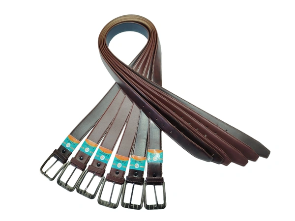 MENS PU LEATHER BROWN COLOR HEAVY PIN HOLE BUCKLE BELT - FREE, 6