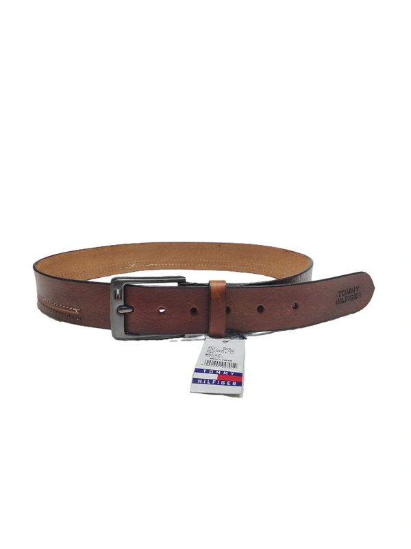 MENS GENUINE LEATHER BROWN COLOR HEAVY PIN WHOLE BUCKLE MIX SIZE BELT - FREE, 6