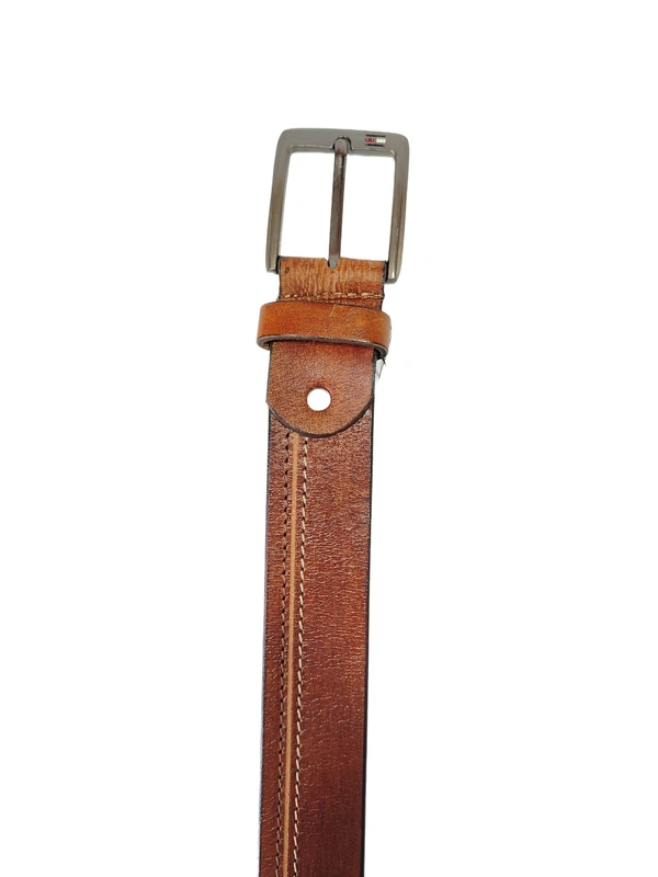 MENS  GENUINE LEATHER BROWN COLOR HEAVY KANTA BUCKLE BELT - FREE, 6